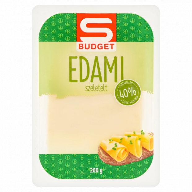 S-Budget szeletelt, félzsíros, félkemény edami sajt 200 g