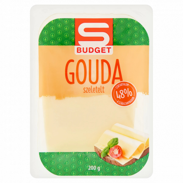 S-Budget szeletelt, zsíros, félkemény gouda sajt 200 g