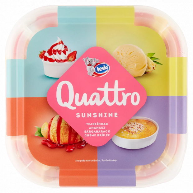 Ledo Quattro tejszínhabízű és creme brulee ízű jégkrém félig kandírozott gyümölccsel 1500 ml