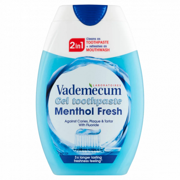 Vademecum 2 az 1-ben Menthol Fresh fluoridos fogkrém és antibakteriális szájvíz 75 ml