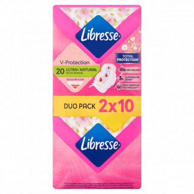 Libresse V-Protection Ultra+ Natural egészségügyi betét aloe vera kivonattal 20 db