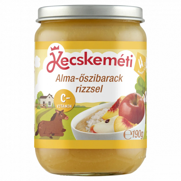 Kecskeméti alma-őszibarack gyümölcskészítmény rizzsel bébidesszert 4 hónapos kortól 190 g