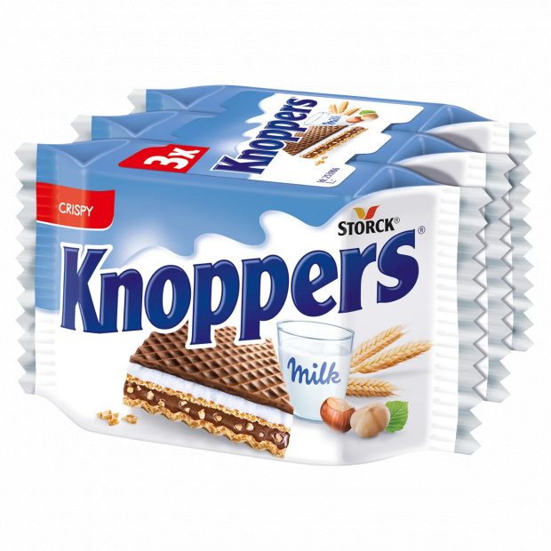 Knoppers töltött ostya kakaós tejbevonóval félig mártva 3 x 25 g