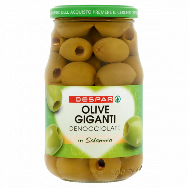 DESPAR óriás zöld magozott olívabogyó sós lében 560 g