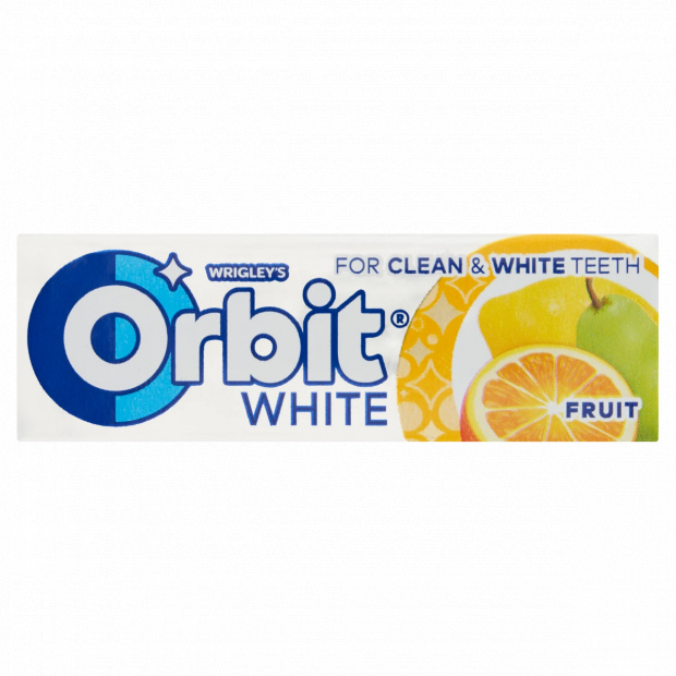Orbit White gyümölcsízű cukormentes rágógumi édesítőszerrel 14 g Orbit White gyümölcsízű cukormentes rágógumi édesítőszerrel 14 g