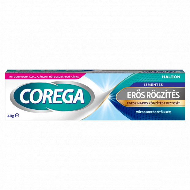 Corega Erős Rögzítés ízmentes műfogsorrögzítő krém 40 g