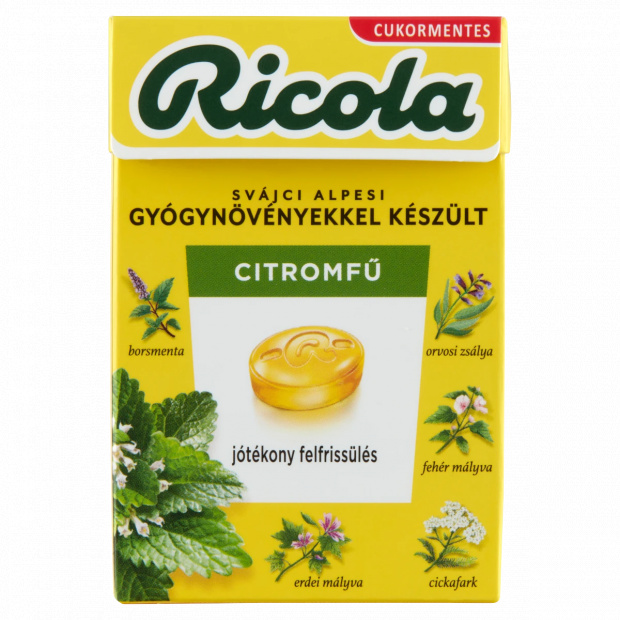 Ricola Citromfű cukormentes svájci gyógynövény cukorkák édesítőszerekkel 40 g Ricola Citromfű cukormentes svájci gyógynövény cukorkák édesítőszerekkel 40 g
