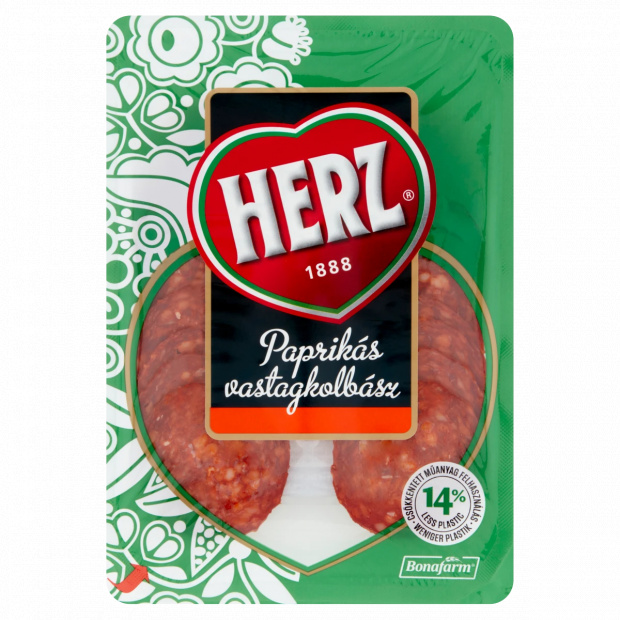 HERZ szeletelt paprikás vastagkolbász 70 g HERZ szeletelt paprikás vastagkolbász 70 g