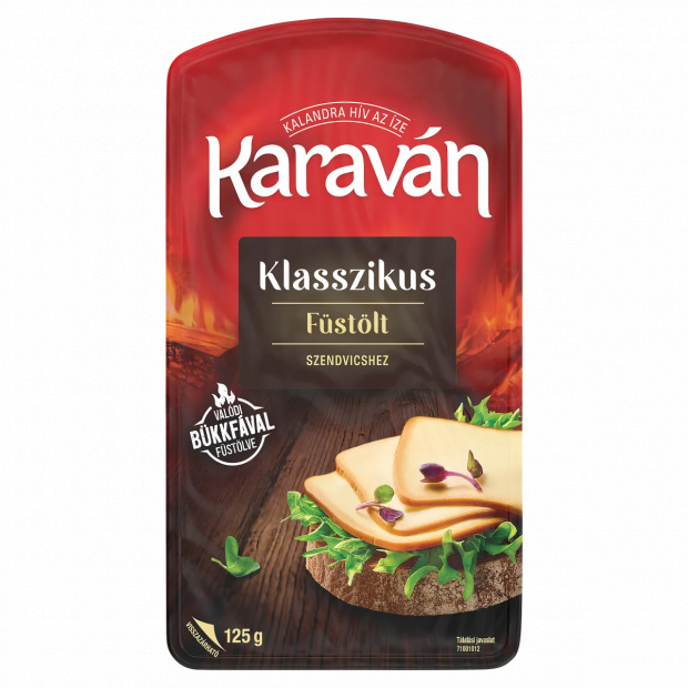 Karaván natúr füstölt vágható zsíros szeletelt ömlesztett sajt 125 g