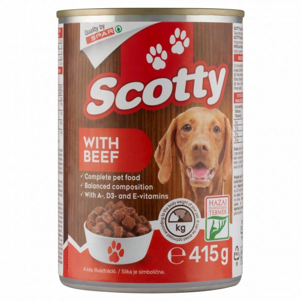 Scotty falatkák szószban teljes értékű állateledel felnőtt kutyák számára marhával 415 g