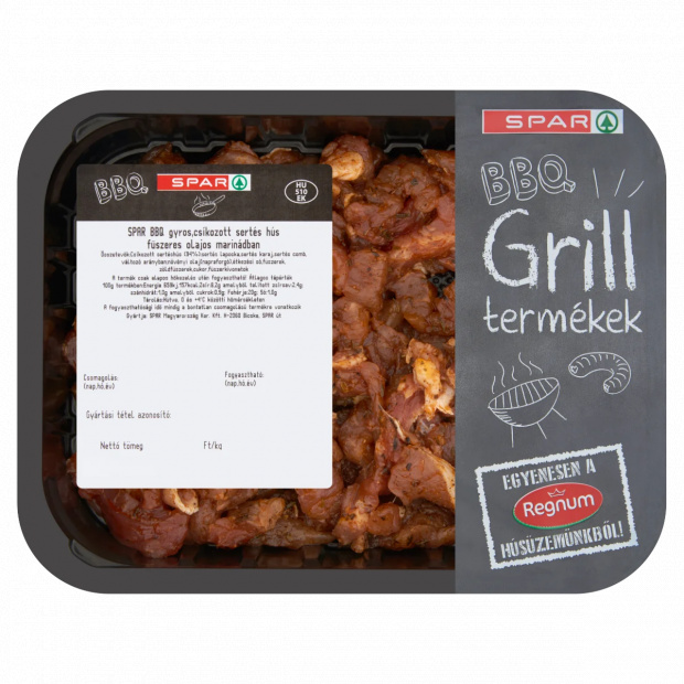 SPAR BBQ gyros csíkozott sertéshús fűszeres olajos marinádban SPAR BBQ gyros csíkozott sertéshús fűszeres olajos marinádban