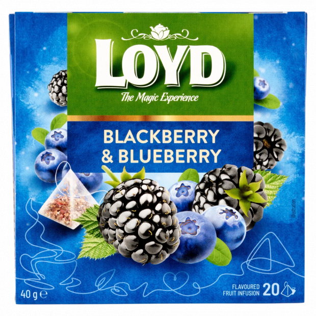 Loyd fekete áfonya és szeder ízű filteres gyümölcstea 20 filter 40 g Loyd fekete áfonya és szeder ízű filteres gyümölcstea 20 filter 40 g