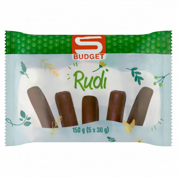 S-Budget Rudi natúr desszertkészítmény, kakaós étbevonóval 5 x 30 g (150 g)
