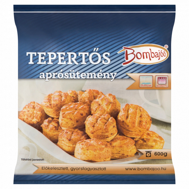 Bombajóó előkelesztett, gyorsfagyasztott tepertős aprósütemény 600 g Bombajóó előkelesztett, gyorsfagyasztott tepertős aprósütemény 600 g