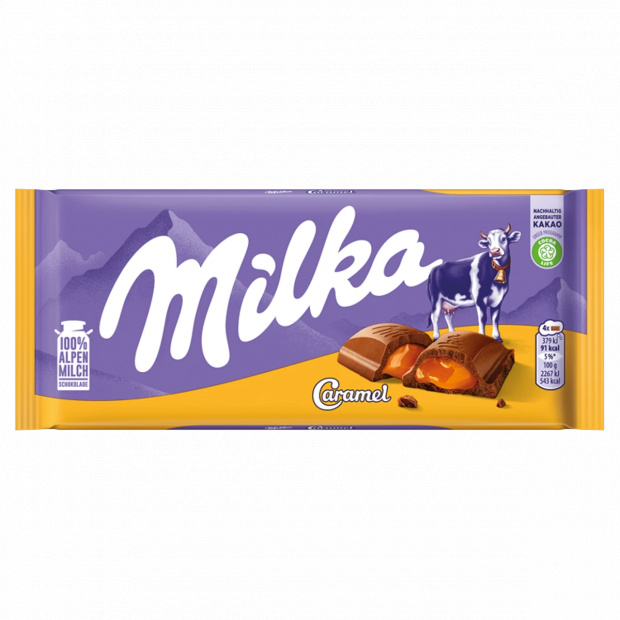 Milka Caramel alpesi tejcsokoládé karamelltöltelékkel 100 g