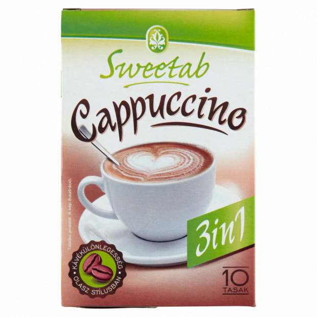 Sweetab Cappuccino 3 in 1 azonnal oldódó kávéspecialitás fruktózzal 10 db 100 g