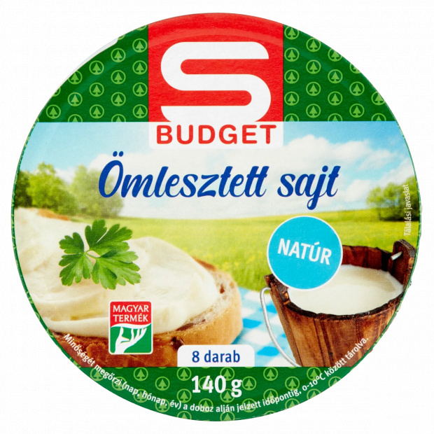 S-Budget natúr ömlesztett sajt 8 db 140 g