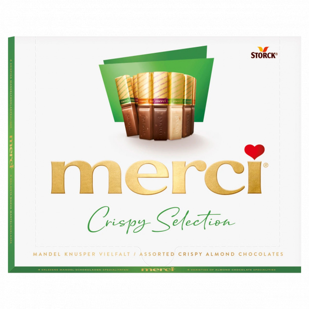Merci Crispy Selection 4 mandulás csokoládékülönlegesség 250 g 