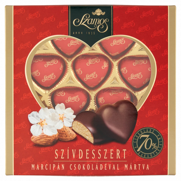 Szamos Szívdesszert marcipán csokoládéval mártva 10 db 130 g Szamos Szívdesszert marcipán csokoládéval mártva 10 db 130 g