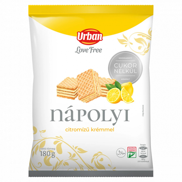 Urban LoveFree hozzáadott cukor nélküli citromízű nápolyi édesítőszerrel 180 g