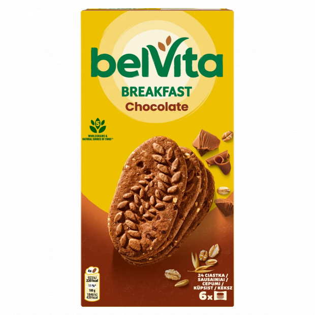 Belvita kakaós, gabonás keksz csokoládédarabokkal 6 x 50 g (300 g) Belvita kakaós, gabonás keksz csokoládédarabokkal 6 x 50 g (300 g)