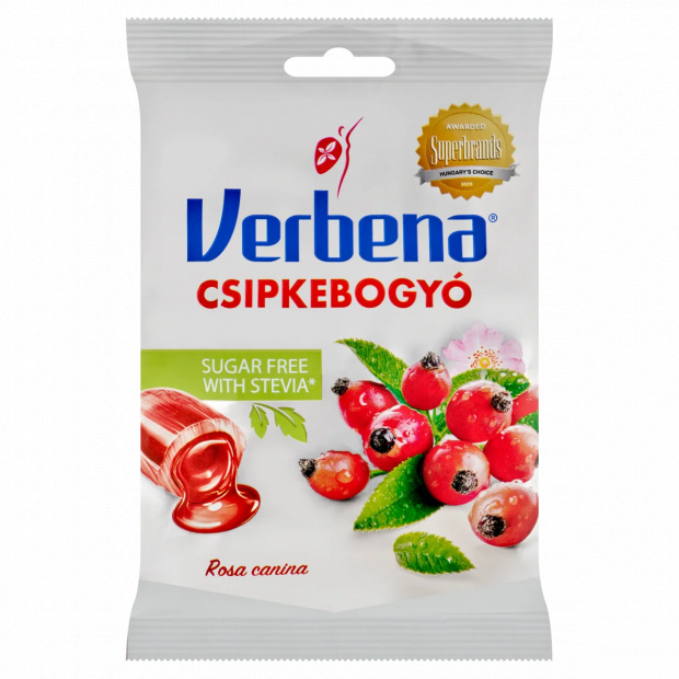 Verbena töltött keménycukorka édesítőszerekkel csipkebogyó kivonattal és C vitaminnal 60 g