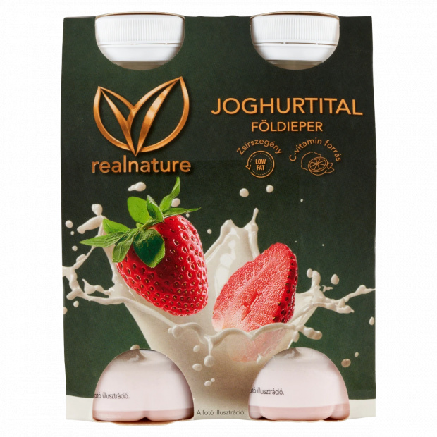 Real Nature zsírszegény földieper joghurtital 4 x 100 g