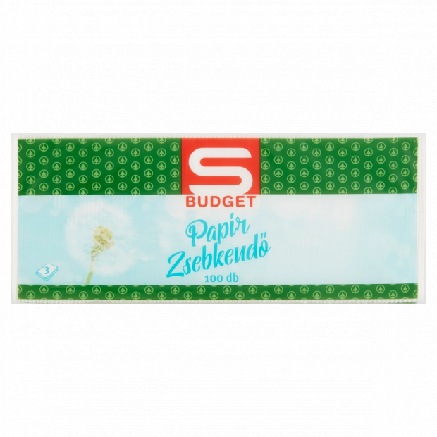S-Budget papír zsebkendő 3 rétegű 100 db