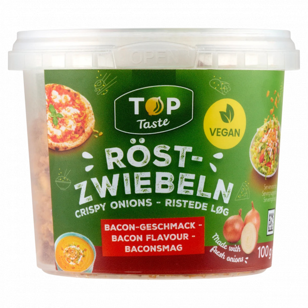 Top Taste ropogós sült hagymadarabok bacon ízesítéssel 100 g