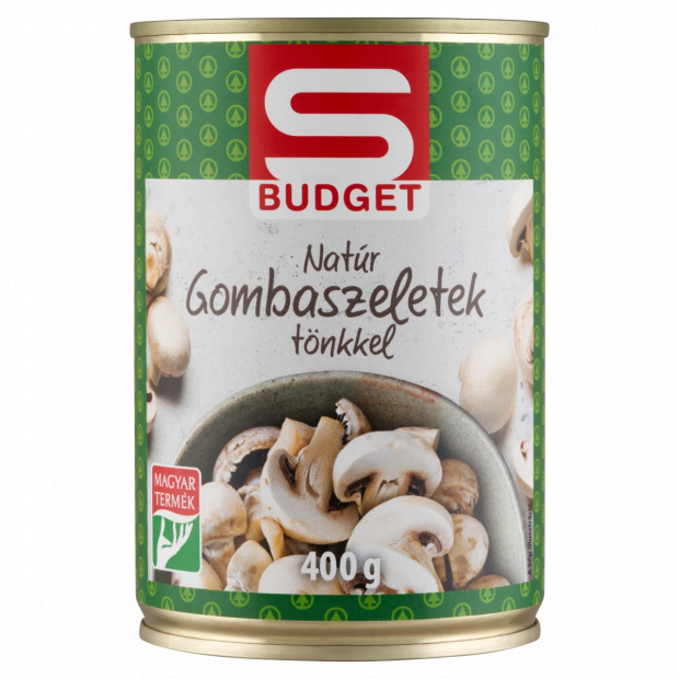 S-Budget natúr gombaszeletek tönkkel 400 g