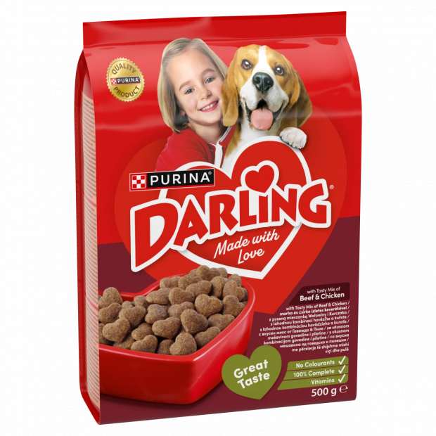 Purina Darling teljes értékű állateledel felnőtt kutyák számára marha és csirke keverékével 500 g