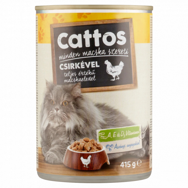 Cattos teljes értékű állateledel felnőtt macskák számára csirkével 415 g