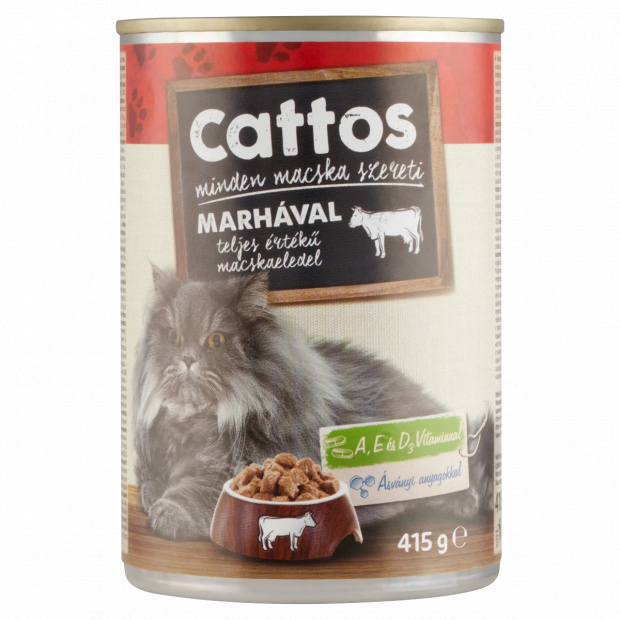 Cattos teljes értékű állateledel felnőtt macskák számára marhával 415 g