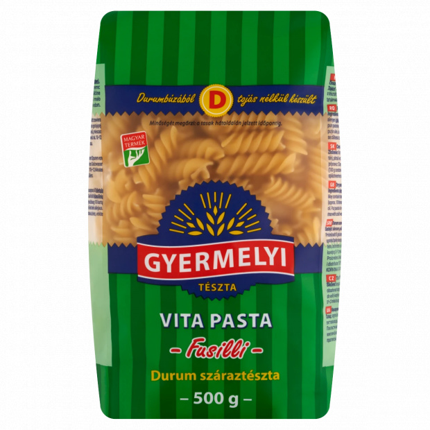 Gyermelyi Vita Pasta Fusilli durum száraztészta 500 g Gyermelyi Vita Pasta Fusilli durum száraztészta 500 g