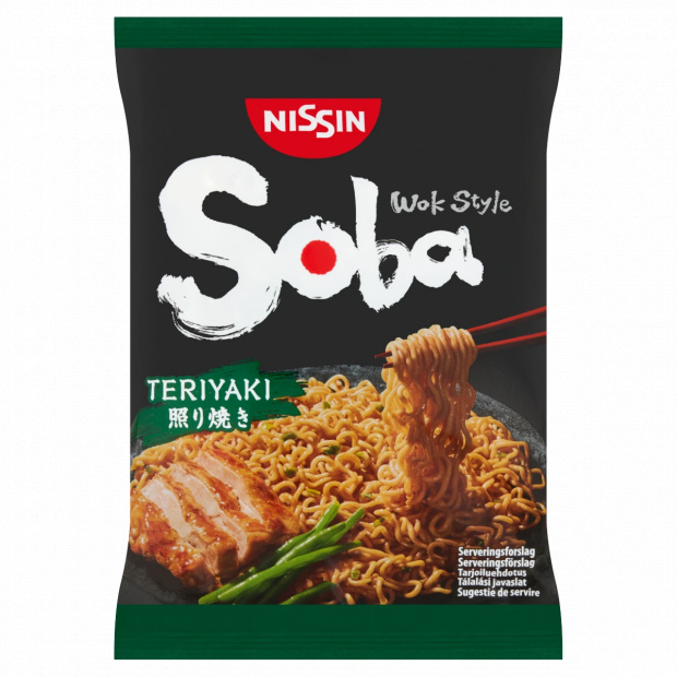 Nissin Soba Wok Style instant tészta búzalisztből teriyaki ízesítő szósszal 110 g Nissin Soba Wok Style instant tészta búzalisztből teriyaki ízesítő szósszal 110 g