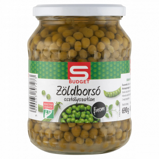 S-Budget osztályozatlan finom zöldborsó 690 g S-Budget osztályozatlan finom zöldborsó 690 g
