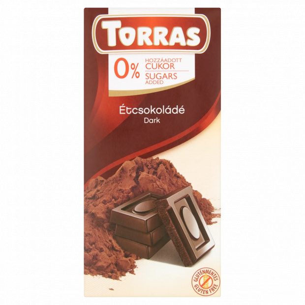 Torras étcsokoládé hozzáadott cukor nélkül, édesítőszerrel 75 g Torras étcsokoládé hozzáadott cukor nélkül, édesítőszerrel 75 g