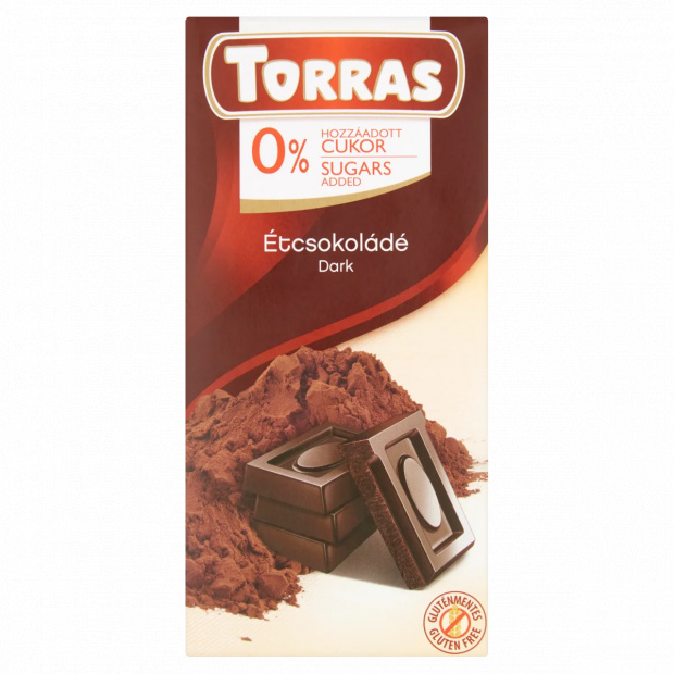 Torras étcsokoládé hozzáadott cukor nélkül, édesítőszerrel 75 g