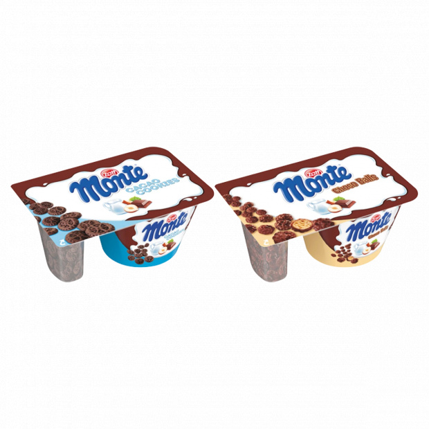 Zott Monte Choco Balls vagy Cacao Cookies csokoládés-mogyorós tejdesszert 125 g