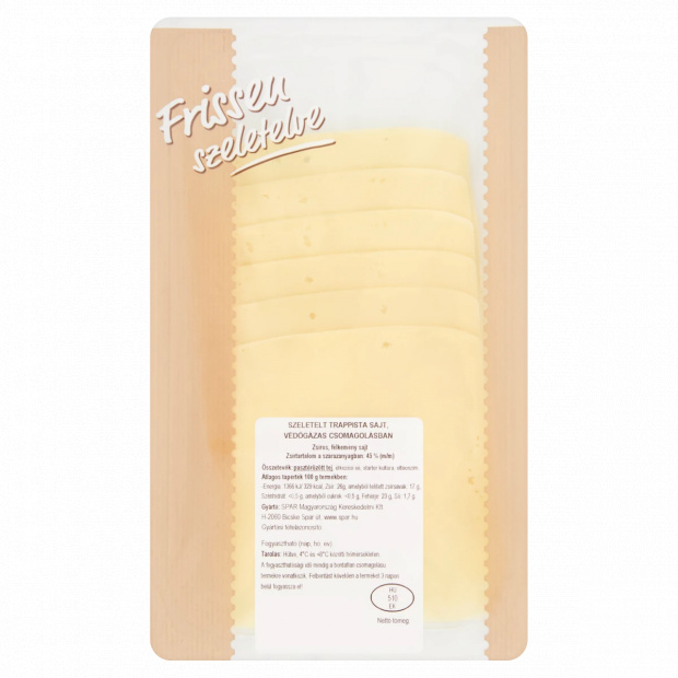 Zsíros, félkemény szeletelt trappista sajt 100 g