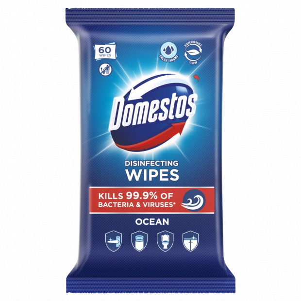 Domestos Ocean Fresh fertőtlenítő törlőkendő 60 db