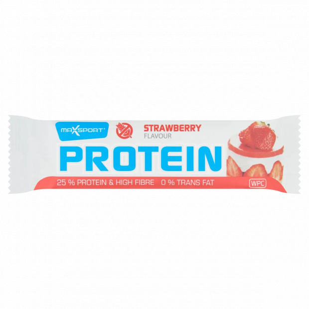 MaxSport Protein gluténmentes eper ízű fehérje tartalmú szelet fehér bevonattal 60 g