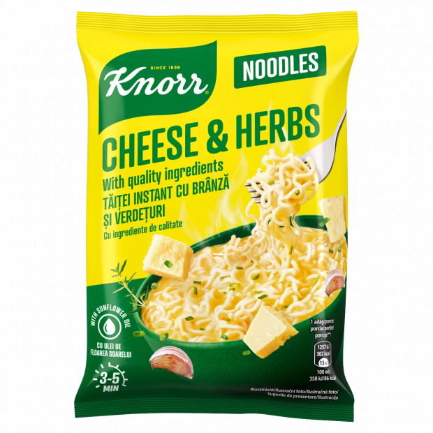 Knorr Noodles sajtos-zöldfűszeres instant tésztás leves 61 g