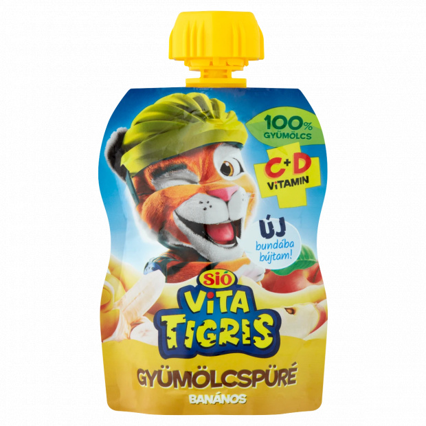 Sió Vitatigris alma-szőlő-banán gyümölcspüré 90 g Sió Vitatigris alma-szőlő-banán gyümölcspüré 90 g