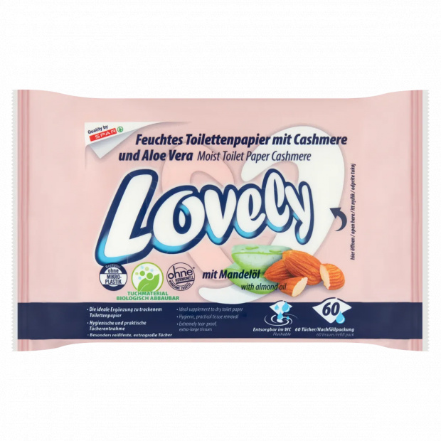 Lovely nedves toalettpapír kasmírral, aloe vera kivonattal, mandulaolajjal 60 db