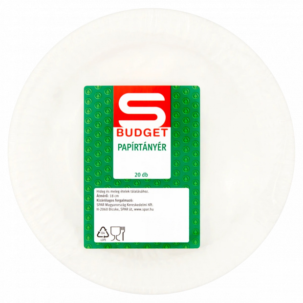 S-Budget papírtányér 18 cm 20 db