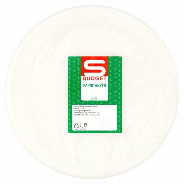 S-Budget papírtányér 23 cm 20 db