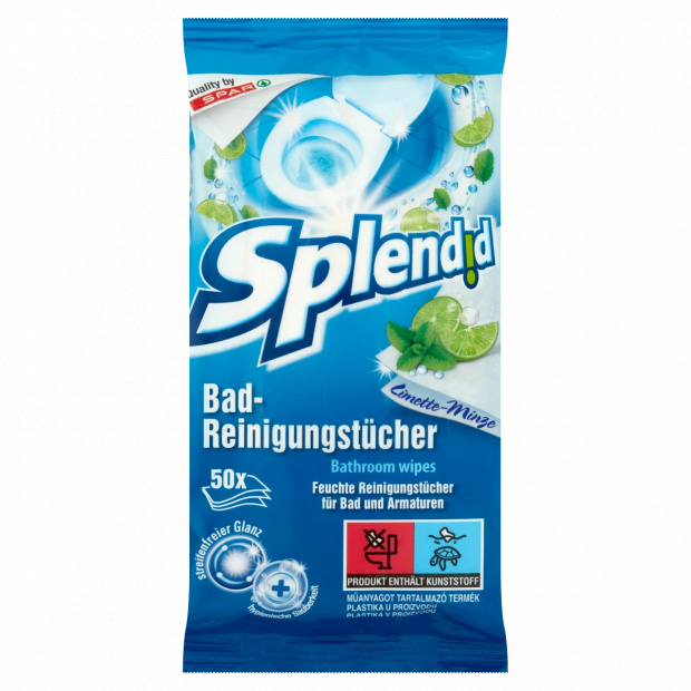 Splendid fürdőszobai nedves tisztítókendő limette & menta illattal 50 db