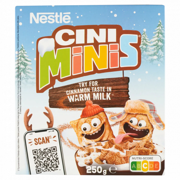 Nestlé Cini Minis ropogós fahéjas gabonapehely teljes kiőrlésű búzával, vitaminokkal és vassal 250 g