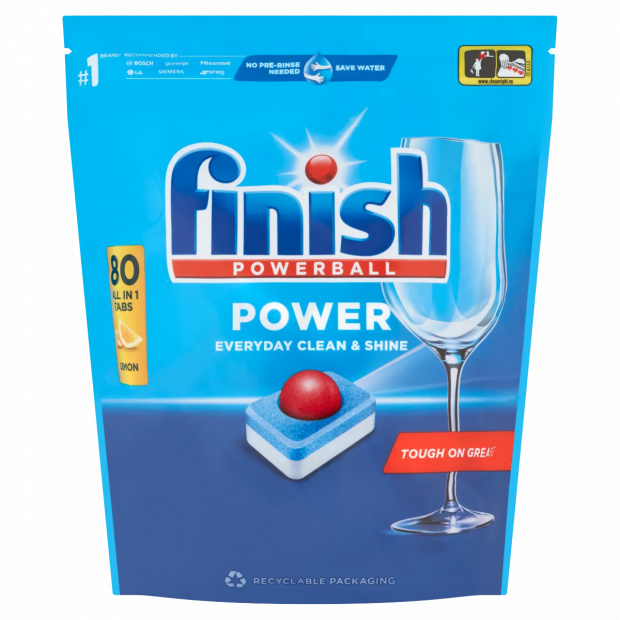 Finish Powerball Power All in 1 Citrom mosogatógép tabletta 80 db 1,28 kg